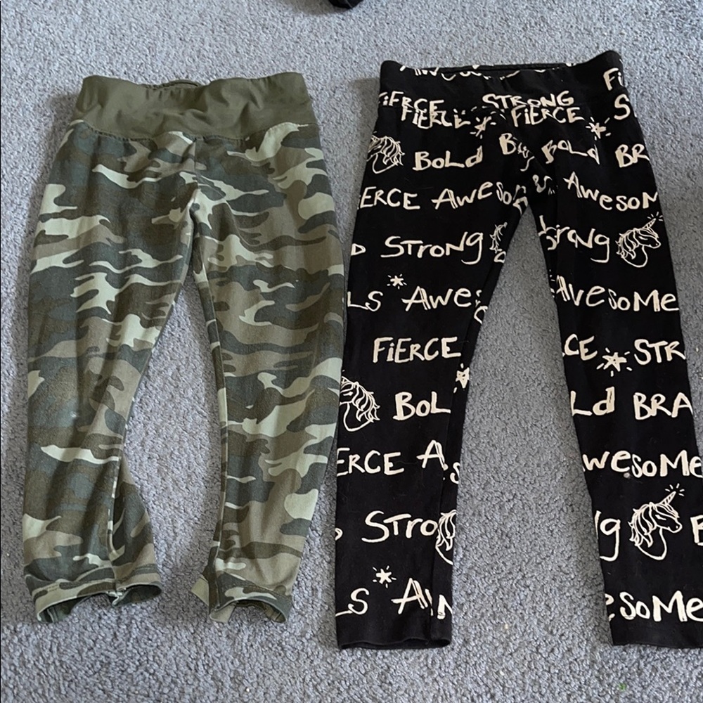 Justice camouflage and Black Leggings with Bold Print